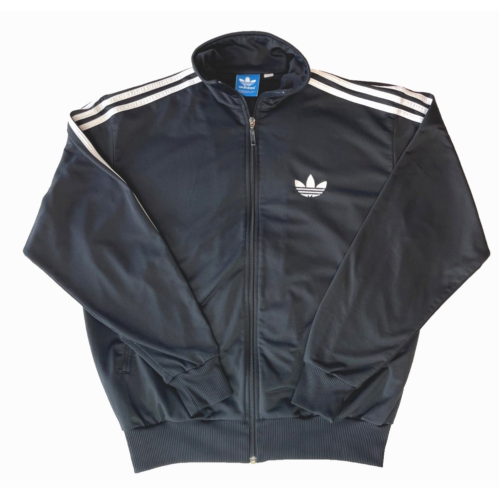 Adidas Originals Trefoil Track Jacket Black White 3-Stripes Full Zip Mens L